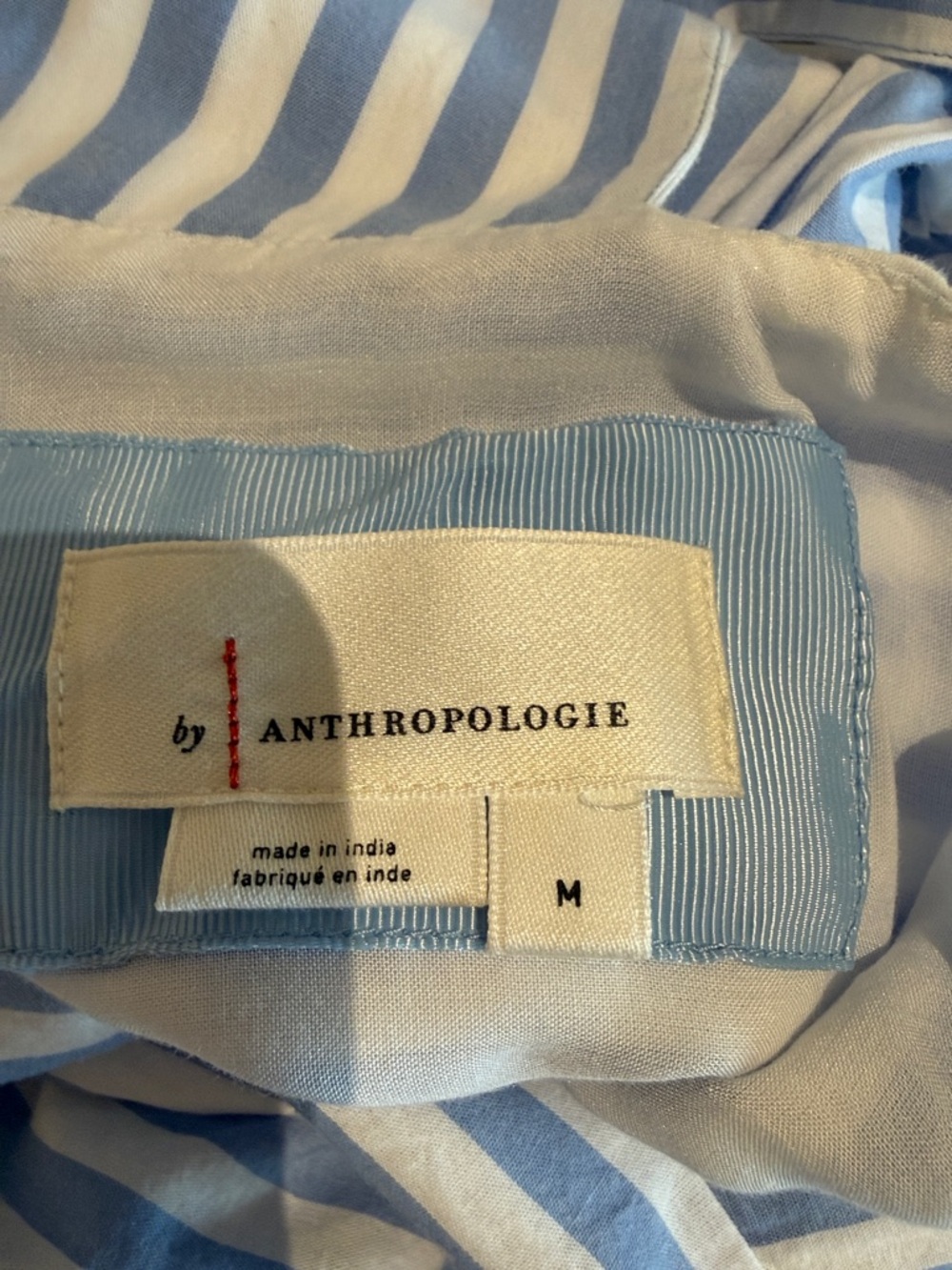 Anthropologie Blue and White Striped Tiered Midi Dress - Picture 3 of 4
